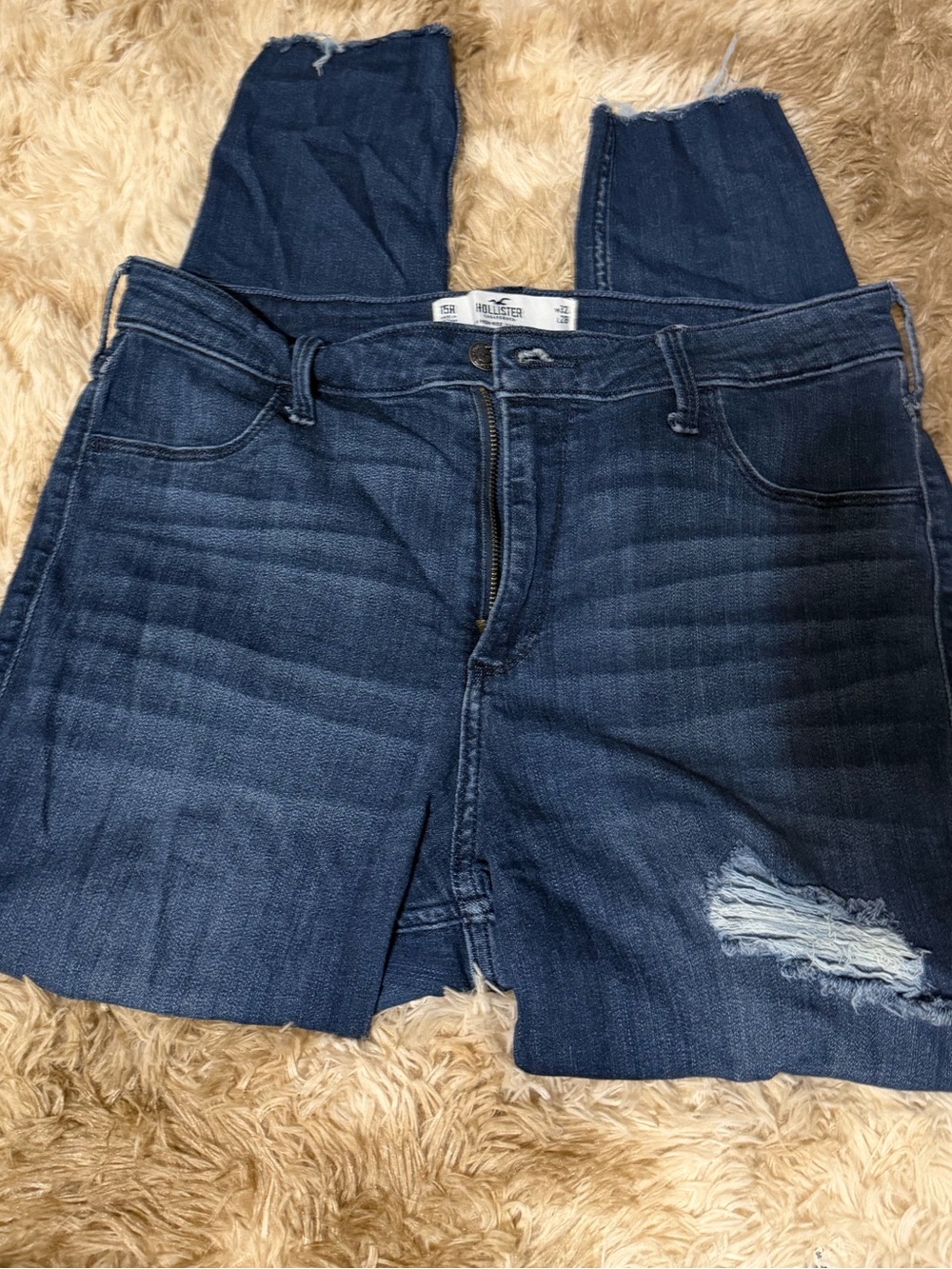Hollister Dark Blue Distressed Jeggings